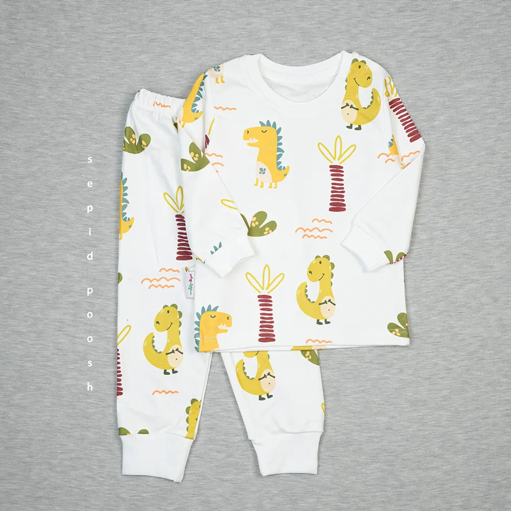 ست بچگانه بلوز و شلوار دایناسور نارنجی (عمده) | سپیدپوش